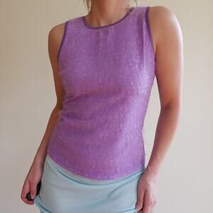 Y2k tank top purple sleeveless top fuzzy detailing s/m